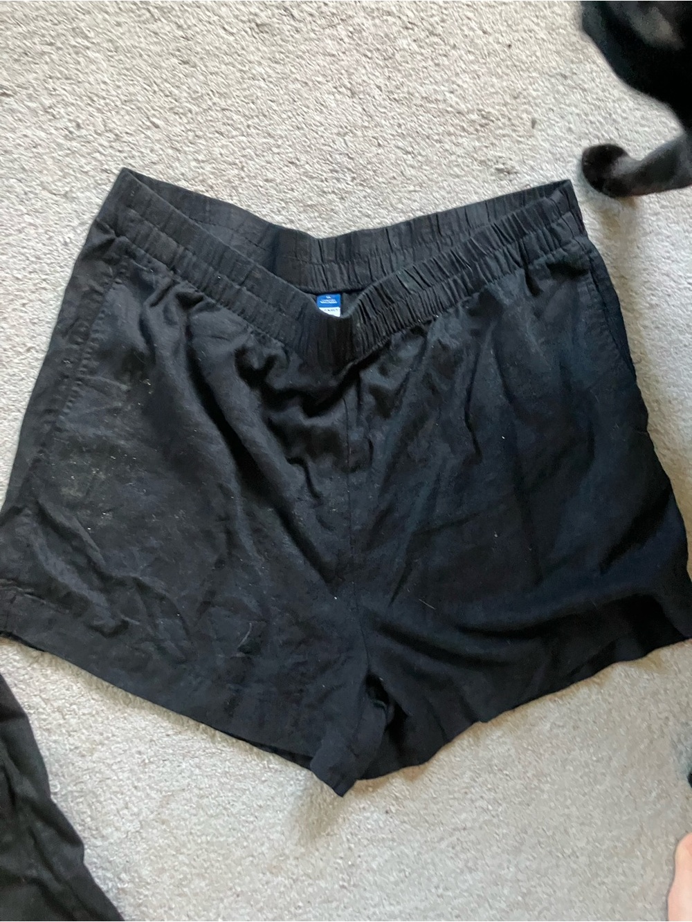 XL Linen Blend Black Women's Cozy Elastic-Waist Shorts
